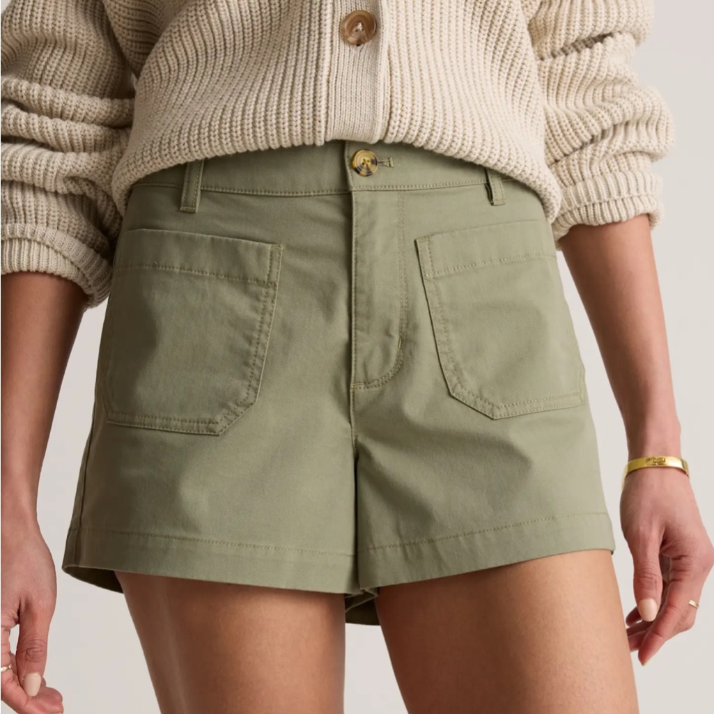 Sanctuary Cotton Chino Patch Pocket Cotton Short Olive Green Women's Size 28